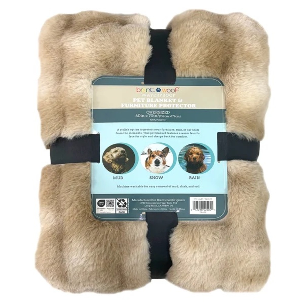 Brentwood Oversized Waterproof Pet Blanket and Furniture Protector, Bubble Fur